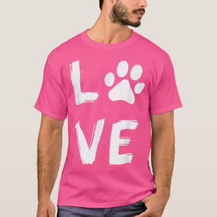 I Liebe Dog Paw Hund Print Hund Lover Dog Besitzer T-Shirt