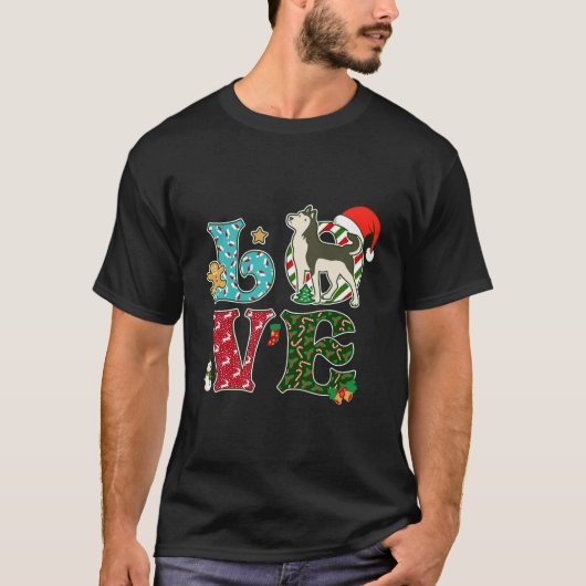 I Liebe Dog Siberian Husky Weihnachten T-Shirt (Vorderseite)