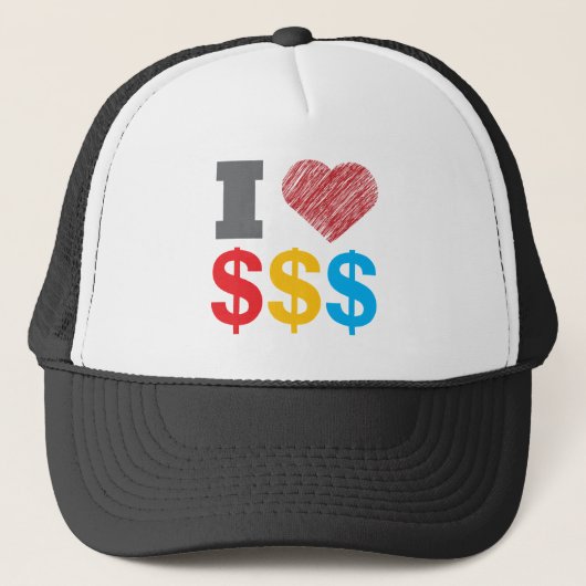 I Liebe-Dollar-Hut Truckerkappe (Vorderseite)