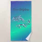 I Liebe Dolphins Beach Handtuch (Vorderseite)