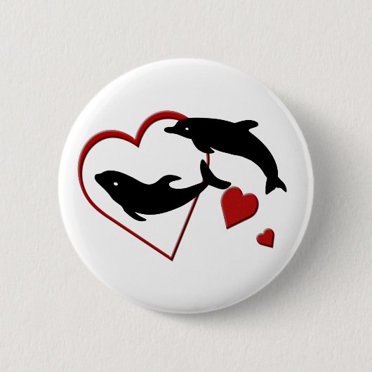 I Liebe Dolphins Hearts Button Back Button (Vorderseite)