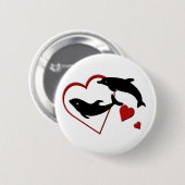 I Liebe Dolphins Hearts Button Back Button (Vorne & Hinten)
