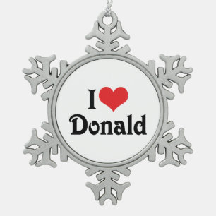 I Liebe Donald Schneeflocken Zinn-Ornament