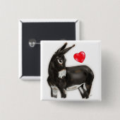 I Liebe Donkeys Demure Donkey Button (Vorne & Hinten)