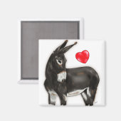 I Liebe Donkeys Demure Donkey Magnet (Vorderseite/Rückseite)