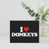 I LIEBE DONKEYS POSTKARTE (Stehend Vorderseite)