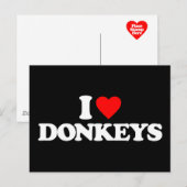 I LIEBE DONKEYS POSTKARTE (Vorne/Hinten)