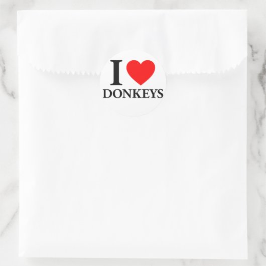 I Liebe Donkeys Runder Aufkleber (Tasche)