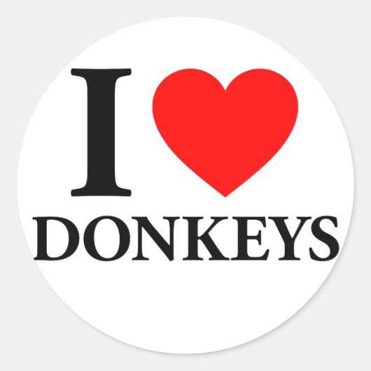 I Liebe Donkeys Runder Aufkleber (Vorderseite)
