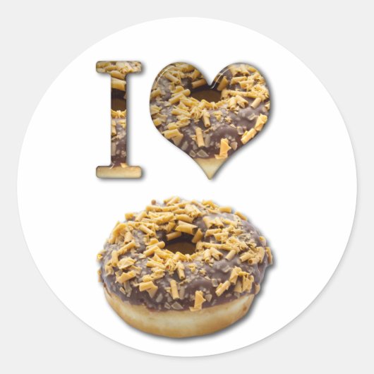 I Liebe Donuts Runder Aufkleber (Vorderseite)