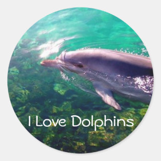 I Liebe Dophinensticker Runder Aufkleber
