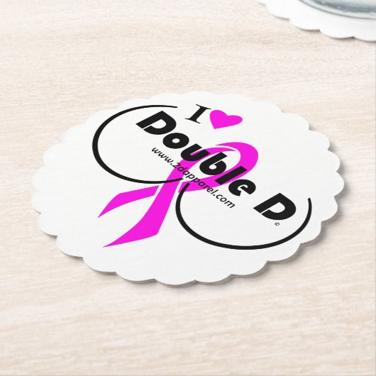 I LIEBE Doppel D auf weißem Untersetzer (angewinkelt)