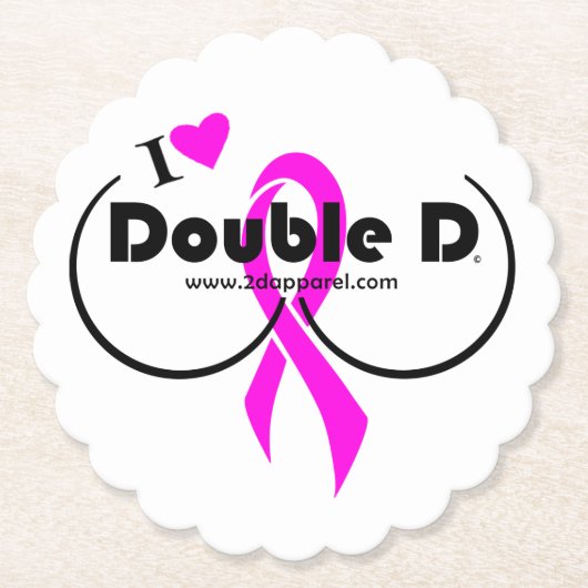 I LIEBE Doppel D auf weißem Untersetzer (Vorderseite)