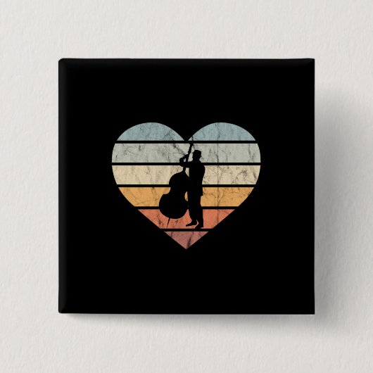I Liebe Doppelbass Retro Herz Button (Vorderseite)