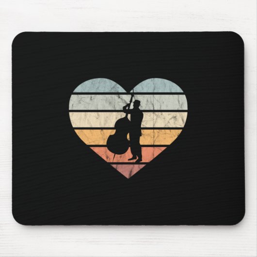 I Liebe Doppelbass Retro Herz Mousepad (Vorne)