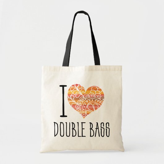I Liebe Double Bass Orange Mandala Herz Tragetasche (Vorne)