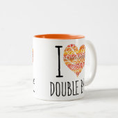 I Liebe Double Bass Orange Mandala Herz Zweifarbige Tasse (VorderseiteRechts)