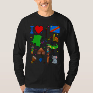 I Liebe DR Kongo Handgezeichnete kongolesische Seh T-Shirt