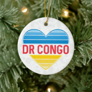 I Liebe DR Kongo, Kongo-Kinshasa Herz Keramik Ornament