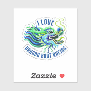 I Liebe Drachenboot mit Blue & Green Logo Aufkleber