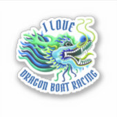 I Liebe Drachenboot mit Blue & Green Logo Aufkleber (Vorderseite)