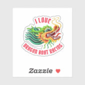 I Liebe Dragon Boat Racing Gold & Red Logo Aufkleber (Blatt)