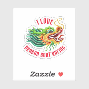 I Liebe Dragon Boat Racing Gold & Red Logo Aufkleber