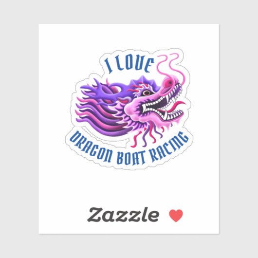 I Liebe Dragon Boat Racing Pink & Lila Logo Aufkleber (Blatt)