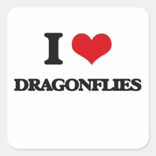 I Liebe Dragonflies Quadratischer Aufkleber