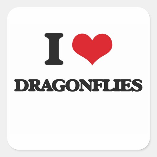 I Liebe Dragonflies Quadratischer Aufkleber (Vorderseite)