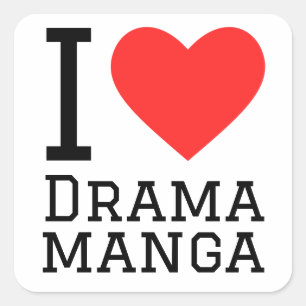 I Liebe Drama Manga Quadratischer Aufkleber