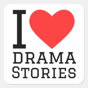 I Liebe Dramen Quadratischer Aufkleber