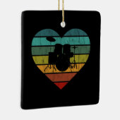 I Liebe Drums Retro Herz Keramikornament (Rechts)
