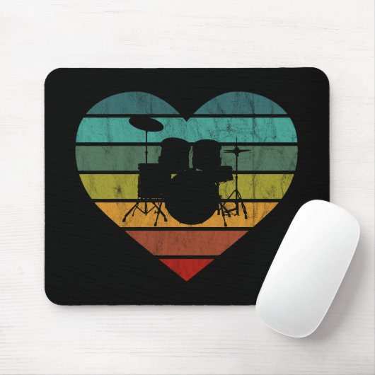 I Liebe Drums Retro Herz Mousepad (Mit Mouse)