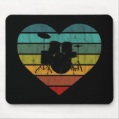 I Liebe Drums Retro Herz Mousepad (Vorne)