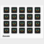 I Liebe Drums Retro Herz Quadratischer Aufkleber (Blatt)