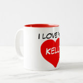 I Liebe du Name des roten Herzens Zweifarbige Tasse (Vorderseite Links)