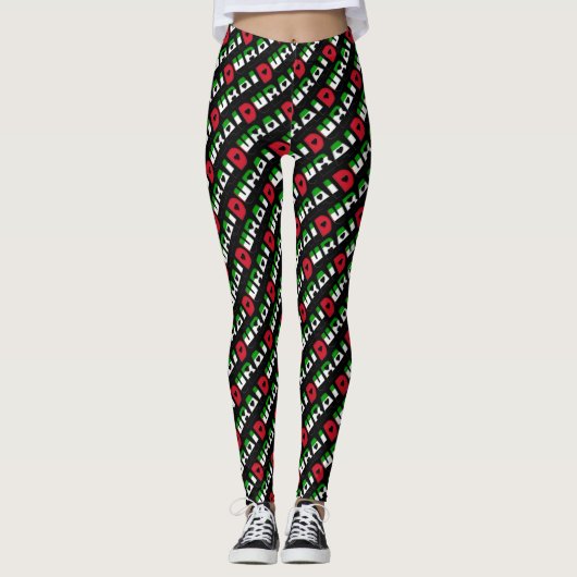 I Liebe Dubai Flag Farben Typografie Muster Niedli Leggings (Vorderseite)