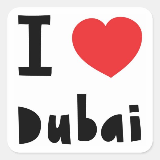 I Liebe Dubai Quadratischer Aufkleber (Vorderseite)