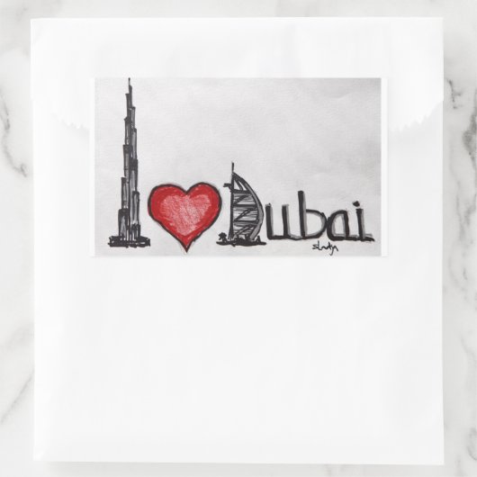 I Liebe Dubai Rechteckiger Aufkleber (Tasche)