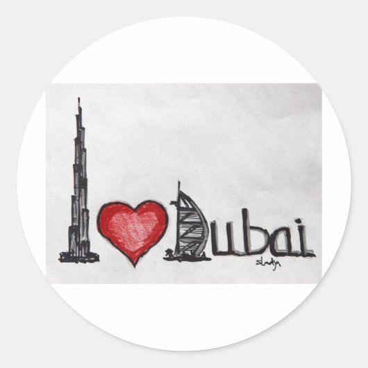 I Liebe Dubai Runder Aufkleber (Vorderseite)