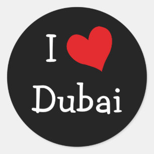 I Liebe Dubai Runder Aufkleber