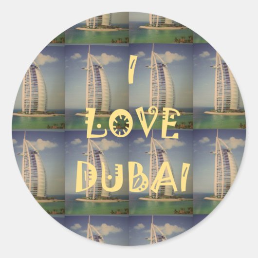 I Liebe Dubai Runder Aufkleber (Vorderseite)