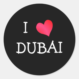 I LIEBE DUBAI RUNDER AUFKLEBER