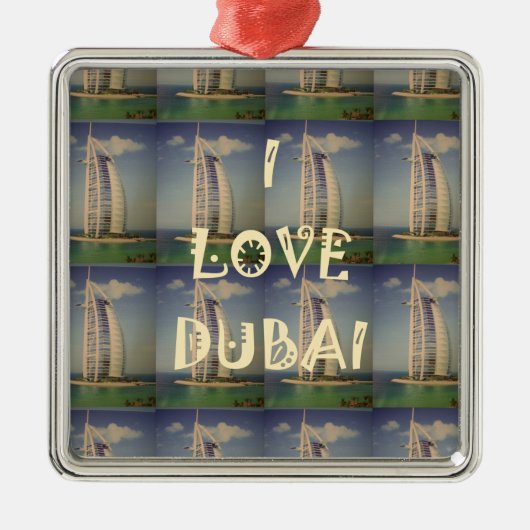 I Liebe Dubai Silbernes Ornament (Vorne)