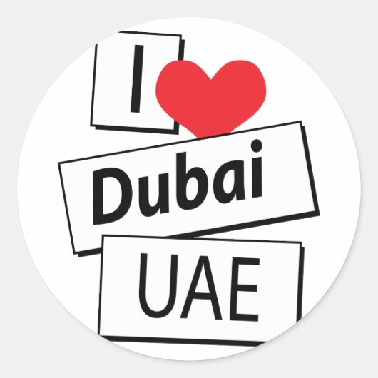 I Liebe Dubai UAE Runder Aufkleber (Vorderseite)