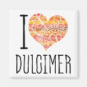 I Liebe Dulcimer Orange Mandala Herz Magnet (Vorne)