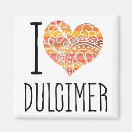 I Liebe Dulcimer Orange Mandala Herz Magnet