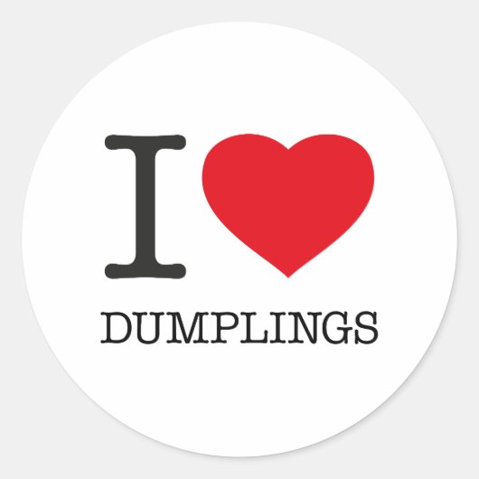 I LIEBE DUMPLINGS RUNDER AUFKLEBER (Vorderseite)