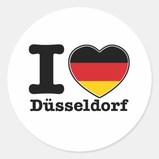 I Liebe Dusseldorf Runder Aufkleber (Vorderseite)